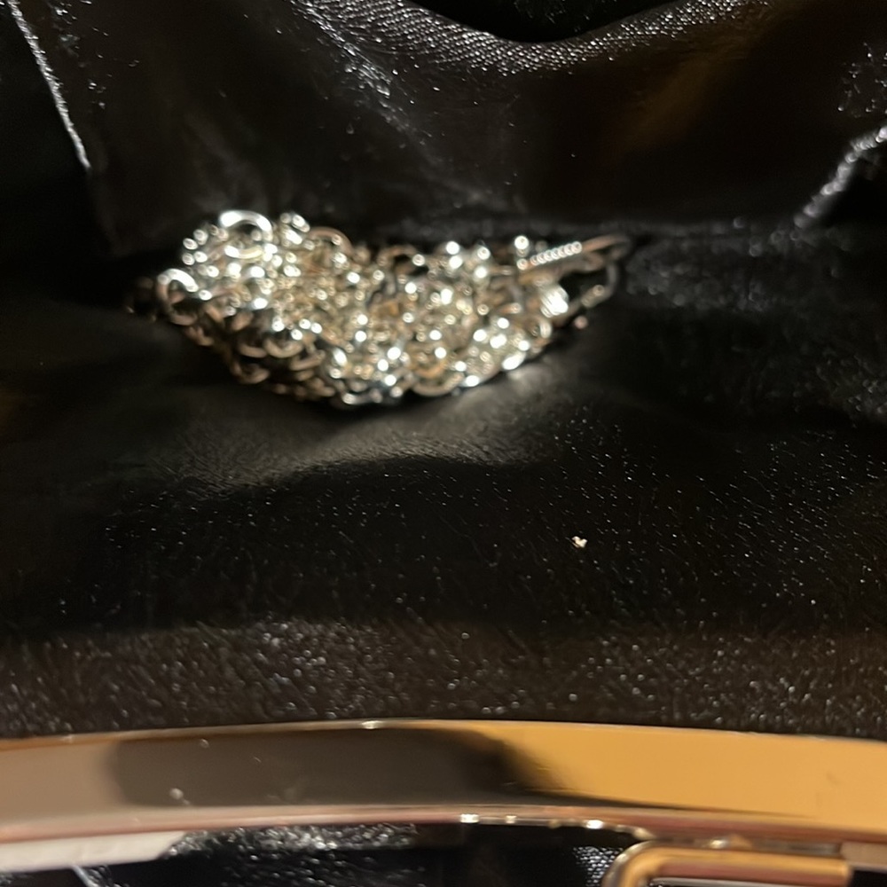 NWOT Black silk rose clutch with chain for shoulder length - Picture 2 of 5